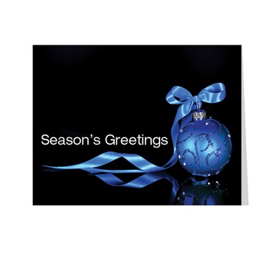 Blue Ornament With Ribbon Greeting Card