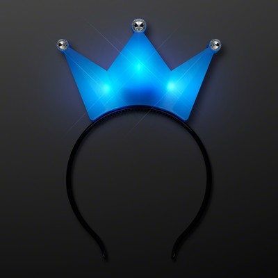 Light Up Blue Crown Tiara Princess Headband - BLANK