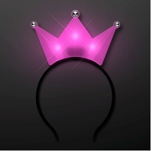 LED Pink Crown Tiara Headbands, Princess Party Favors - BLANK